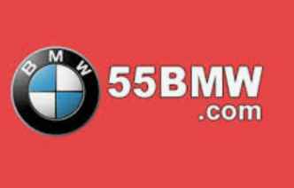 555bmw  a red background with a logo and text